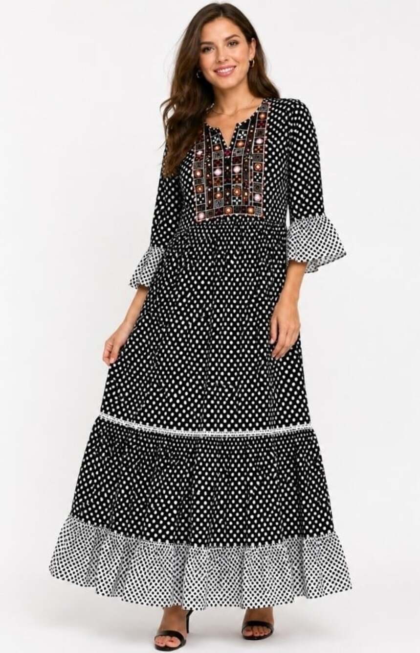 BIBA Women’s Tunic Kurta Dress Sz L Embellished Sequins Embroidered Raglan T80